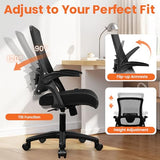 NEO Chair Office Desk Chair Computer High Back Mesh Gaming Seat with Ergonomic Adjustable Comfy Flip-up Armrests Lumbar (Black)