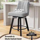 REONEY Counter Height Swivel Bar Stools, 24" Upholstered Barstools Set of 3