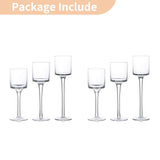 NUPTIO Glass Tealight Candle Holders: Set of 6 Tall Candle Stands for Dinner Table Centerpiece - Stemmed Candleholders for Pillar Floating Candles