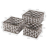 OIAHOMY Storage Baskets Paper Rope Shelf Baskets, Handwoven Small Wicker Bins for Home, Set of 3-Grey & White