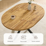 7-Piece Extendable Round Dining Table with Chairs Set for 6, 43"-59" Kitchen Dining Table