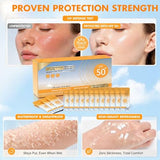 50PCS Mini Sunscreen Bulk, Travel Size Sunscreen SPF 50+, Sunscreen Packets, Bulk Mini Sunscreen for Face & Body, Lightweight, Waterproof & Non-Greasy, Perfect for Thank You Gifts & Beach Must Haves