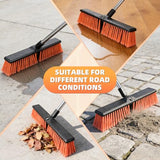 Push Broom, Swap Sides Handle Push Broom, Heavy Duty Outdoor Broom with 55" Long Handle for Cleaning of Patios, Driveways, Garages, Patios, Warehouses and Concrete Floors, 18 Inches