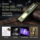 Little World EDC Flashlight & Rechargeable Work Light Combo – Small Pocket Flat Light, Magnetic Clip-on COB Side Light for Car Repair, Travel, Hiking, Camping, Emergency (Green)