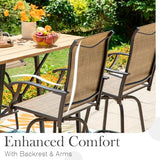 Sophia & William Patio Swivel Bar Stools Set of 6, Bar Height Patio Chair, High Top Patio Chairs, Supports 300 lbs (Brown Fabric)