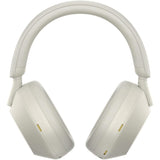 Wireless Industry Leading Noise Canceling Headphones, Silver Bundle with Deco Gear Pro Audio Headphone Stand - Matte Black Sony