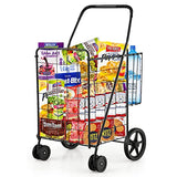 Foldable Grocery Cart on Wheels with Double Basket, Heavy Duty Utility Cart