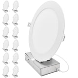 LUXRITE 8-Inch LED Recessed Light with J-Box, Canless Mini Panel Spotlight, 5CCT 2700K-5000K, 13/15/18 Watts, 1050/1250/1500 Lumens, CRI90, Dimmable, 120-277V, IC Rated, Wet Rated ETL Listed (12 Pack)