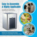 6.8L(15 lbs) Gravity Dog Feeder – Stainless Steel Automatic Pet Food Dispenser, No Power Outdoor Dog Feeder, for cat and Small Dog, Wall Mount or Floor Pet Feeding Station,Weather-Resistant