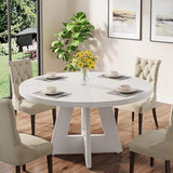 Tribesigns 47 inch Round Dining Table Wood Kitchen Table for Dining Room, 47" Dinner Room Tables for 4-6, White