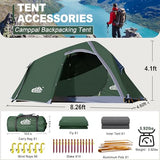 1 Person Backpacking Tent Waterproof Windproof Single Person Tent Lighweight Compact One Person Tent Easy Setup for Camping, Hiking, Mountaineering, Cycling, Biking - Green