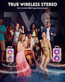 YIER Bluetooth Speaker, 240W Peak Loud Party Speaker with Big Bass, 20H Playtime, TWS, BT5.3, Large Portable Wireless Boom Box with LED Light for Outdoor Backyard Beach Home (Leather Pink)