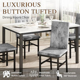 Dining Table Set for 4, Faux Marble Small Kitchen Table Chairs Set of 4 with Luxurious Button Tufted Dinner