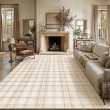 WondRg 9x12 Beige Plaid Living Room Area Rug