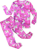 A&J DESIGN Girls Unicorn Pajamas for Girls Pjs Toddler Unicorn Pajamas Kids Pjs 2-Piece Long Sleeve Sleepwear Loungewear, 2T