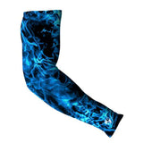 S A Soul of Adventure Compression Arm Sleeves for Men and Women - UPF 30+ Sun Protection, Moisture Wicking, 4-Way Stretch Arm Sleeves for Work & Sports (Blue Flames, 1 Pack)