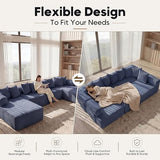 Oversized Cloud Boneless Couch with Chaise, 146" Modern U Shape Modular Deep Seat Sectional Sofa