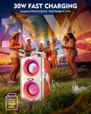 YIER Bluetooth Speaker, 240W Peak Loud Party Speaker with Big Bass, 20H Playtime, TWS, BT5.3, Large Portable Wireless Boom Box with LED Light for Outdoor Backyard Beach Home (Leather Orange)