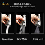 VIDEC Touch On Kitchen Faucet, 3 Modes Pull Down Sprayer, Touch On Sensor Activated, LED Temperature Control, 360-Degree Rotation,1 or 3 Hole Deck Plate. 10-Year Warranty.(Brushed Nickel, KW-70SN)