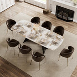 Honyee Extendable Dining Table with Leaf, 65 to 95 Inch Rectangular Sintered Stone