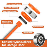 EXERAUO 12 Pack 2" Nylon Garage Door Rollers, 4" Nylon Layer Stem, Quiet/Smooth Garage Door Wheels Replacement, Double Seal 6200-2RS Bearings