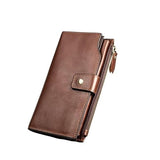 Leather Men's Wallet Long Business Retro Oxhide Large Capacity Zipper Handbag