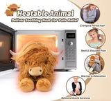 Highland Cow Stuffed Animals, Microwavable Stuffed Animals Heating Pad for Cramps, Pain Stress Relief, Heatable & Coolable Lavender Scented Cow Plush Toy for Anxiety, Women Kid Bedtime Highland Cattle