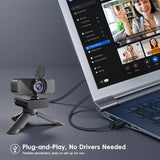 1080P Webcam PC Webcam with Microphone and Physical Privacy Cover, Noise-Canceling Microphone, Auto Light Correction