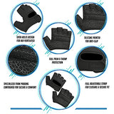 RYMNT Minimal Weight Lifting Gloves,Short Micro Workout Gloves Grip Pads with Full Palm Protection & Extra Grip, BK-XS