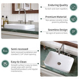 DeerValley Bathroom Vessel Sink, 19.29'' x 11.81'' x 4.72'' Semi Recessed Bathroom Sink Rectangular White Ceramic Sinks for Bathroom Modern Bath Sink Bowl Vanity Sinks Above Counter Basin DV-1V0047