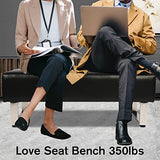Faux Leather Bench, Black, 48"x20" Upholstered Padded Seat for Reception, Waiting Room