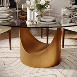 POVISON Round Dining Table for 4, 51" Glass Tabletop Dining Table