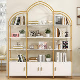 Semoic Arched Bookshelves and Bookcases: Triple Wide 5-Tier Large Open Bookshelf