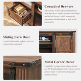 Farmhouse 66"TV Stand for 75+ Inch TV, With 4 Drawers & Sliding Barn Door
