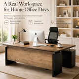 GT BLACK TURNSTONE 63" L Shaped Executive Desk, Modern Office Desk