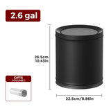 LEASYLIFE 10L/2.6GAL Black Bathroom Trash Can with Swing Lid,Bedroom Garbage can with lid, Small Trash Bin for Bathroom,Bedroom,Office,Living Room,Hotel,Bank