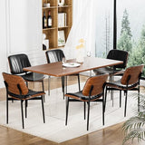 YaFiti Dining Chairs Set of 4, Mid Century Modern PU Leather Kitchen Chairs | Ergonomic Walnut Backrest