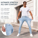 GINGTTO Blue Jeans Men Skinny Slim Fit Stretch Flex Denim Pants 34x30