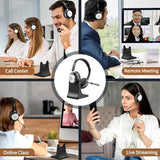 Wireless Headset with Mic for Work, Bluetooth Headset with Microphone (Noise Cancelling & Mute Button