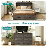 Queen Murphy Bed with Charging Station Large Storage Drawer
