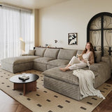 136" Cloud Sectional Couch U-Shaped Chaise with Ottoman