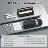 Phomemo Portable Printers Wireless for Travel, M832 Inkless Bluetooth Thermal Printer Support 8.5'' x 11'' US Letter & A4 Size, Compatible, with Case