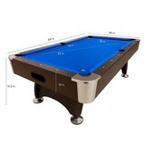 SIMBASHOPPING 7 Foot Pool Table Modern Billiard Table with Blue Felt, Ball Return and Accessories - Blue Sea