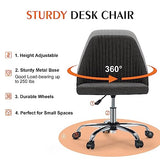 Sweetcrispy Armless Office Chair, Modern Fabric Home Office Desk Chairs with Wheels Adjustable Swivel Task Computer Vanity Seat for Small Spaces