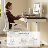 Standing Desk with 3 Drawers, 55 x 24 Inch Electric Height Adjustable Desk with Storage & Outlets