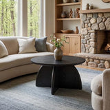 LITTLE TREE Round Coffee Table, Black 31.5 Inches Circle Center Living Room Table, Modern Simple Coffee Tables for Living Room, Low Cocktail Table for Home Office, Easy Assembly