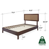Bme Nipe 14 Inch Bohemian Bed Frame with Adjustable Woven Headboard - Rustic & Vintage Unique Style with Acacia Wood - No Box Spring Needed - Easy Assembly - Twin, Walnut