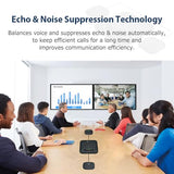 Conference Speaker and Microphone, Bluetooth/USB Speakerphone with 2 Expansion Mics, 360° Enhanced Voice Pickup, Noise Reduction Conference Microphone