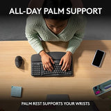 Logitech Wave Keys Wireless Ergonomic Keyboard with Cushioned Palm Rest, Comfortable Natural Typing