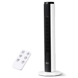 Antarctic Star 37-Inch Bladeless Portable Tower Fan 80°Oscillating,Quiet Cooling with 12H Timer Remote Control, 6 Speed, 4 Modes, LED Display,Standing Fan Powerful for Bedroom Office Dorm,Black White